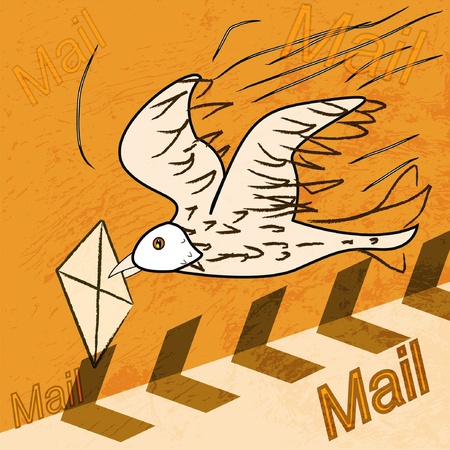 yellow bird illustration letter. vectorのイラスト素材