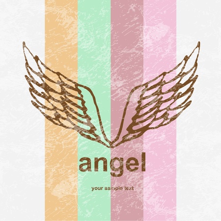 illustration of angel icon  retro background のイラスト素材