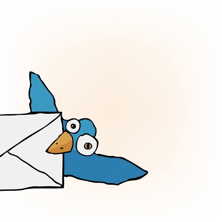 Cute Little Blue Bird carrying an envelopeのイラスト素材