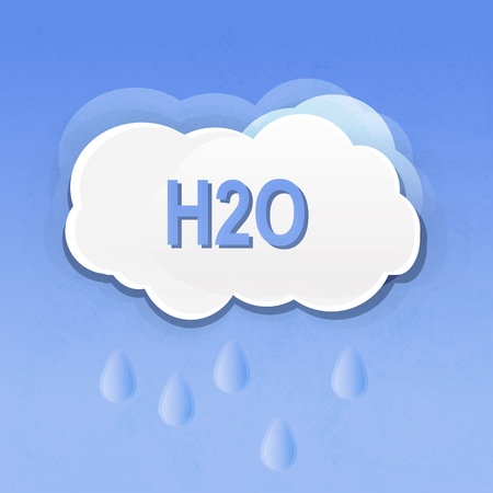 drops of water falling from the clouds (H2O).のイラスト素材