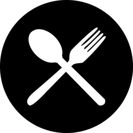 Cutlery icons  Fork, knife and spoon silhouettes  のイラスト素材