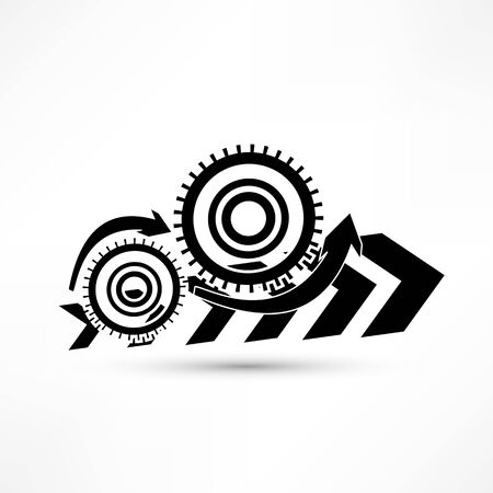 black cogs on white backgroundの写真素材