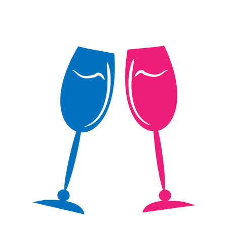 Two color glasses of champagneのイラスト素材