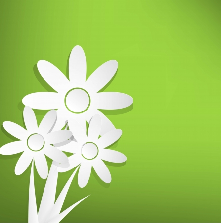 Spring flowers on green backgroundのイラスト素材