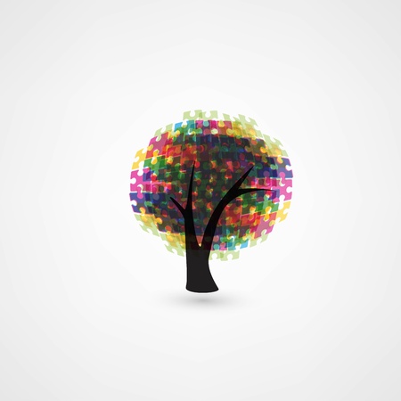 Abstract tree puzzle colorful backgroundのイラスト素材