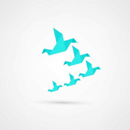 Blue origami birdのイラスト素材