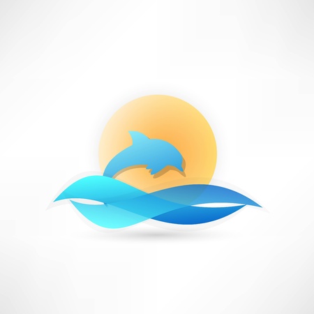 dolphin on background sun iconのイラスト素材