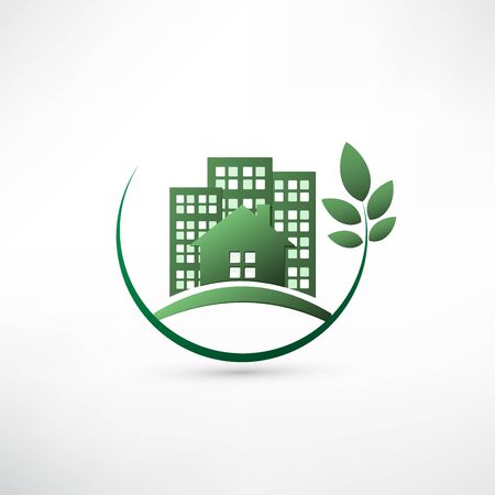 Green environmentally friendly real estate.のイラスト素材