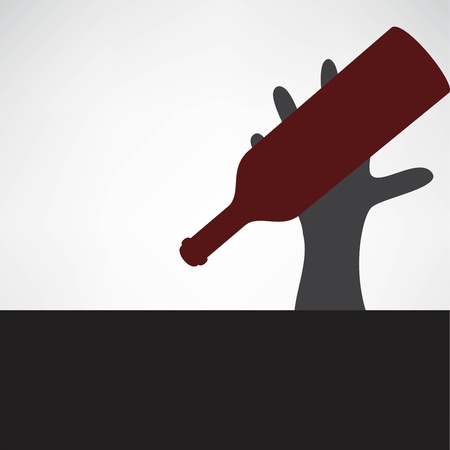 Holding a Bottle of Wineのイラスト素材