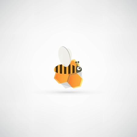 Cartoon bee in honeycombのイラスト素材
