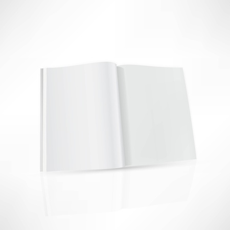 Open magazine double-page spread with blank pages.のイラスト素材