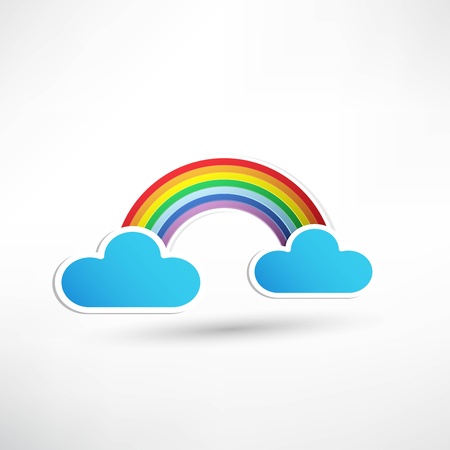 rainbow and clouds in the skyのイラスト素材