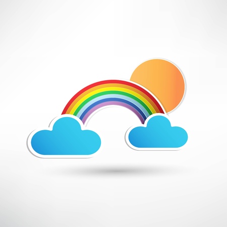 rainbow and clouds with sun iconのイラスト素材