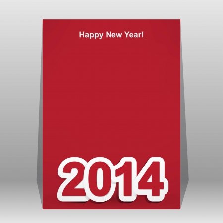 red and white Happy New Year 2014のイラスト素材