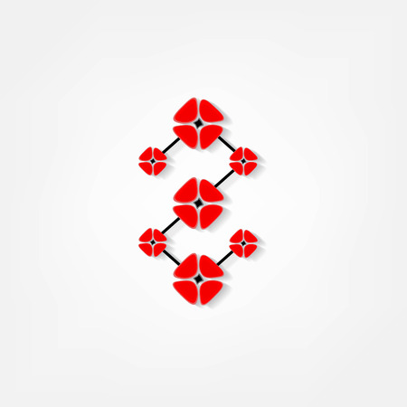 red flowers on white backgroundのイラスト素材