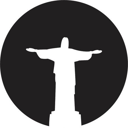 Silhouette of a statue to Jesus Christ in Rio de Janeiroのイラスト素材