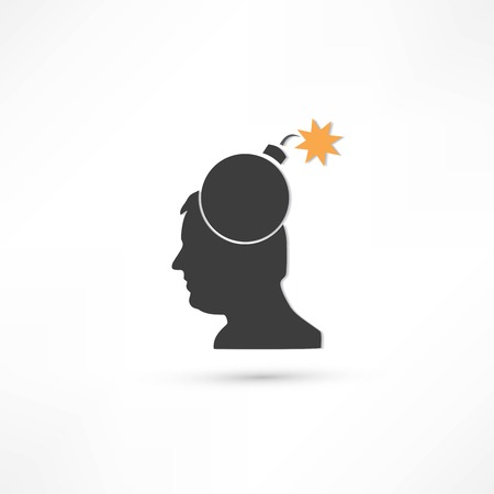 Creative ideas Bomb in Head Illustration on whiteのイラスト素材