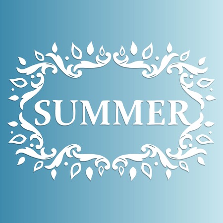 Summer Design with floral pattern on a blue backgroundのイラスト素材
