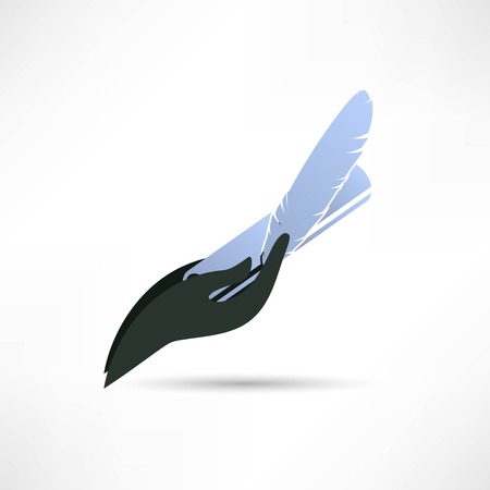 A hand with a letter on a white backgroundのイラスト素材