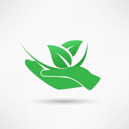 Hands and plant iconのイラスト素材