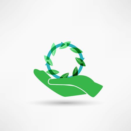 Hands and plant iconのイラスト素材