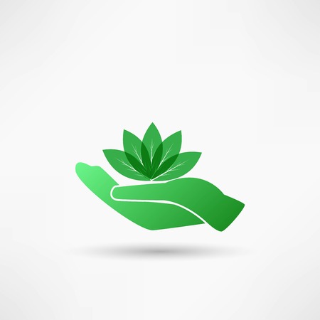 Hands and plant iconのイラスト素材