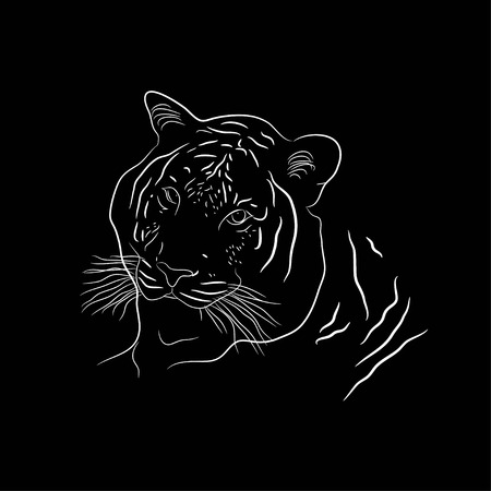 Tiger head silhouetteのイラスト素材