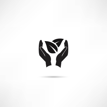 Hands and plant iconのイラスト素材