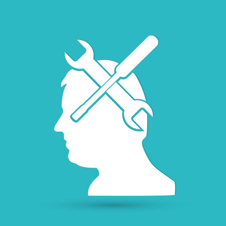 Brain and wrenchのイラスト素材