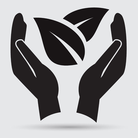Hands and plant iconのイラスト素材
