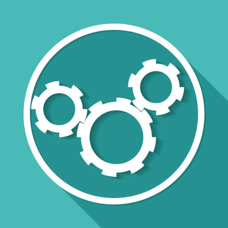 Icon Cogs on white circle with a long shadowのイラスト素材