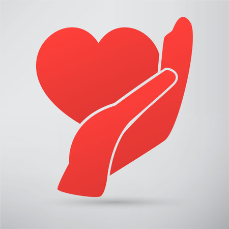 Hands and heart. Icon of kindness and charityのイラスト素材