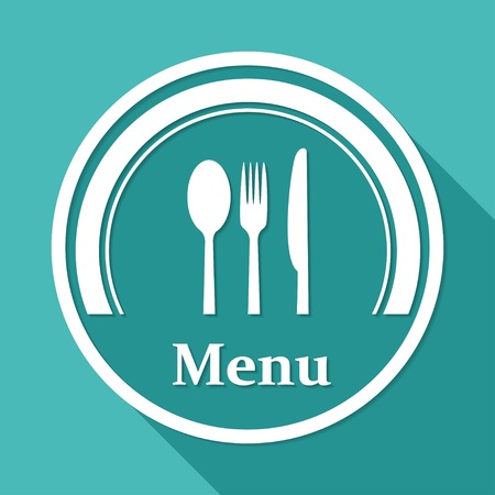 restaurant menu retro poster on white circle with a long shadowのイラスト素材
