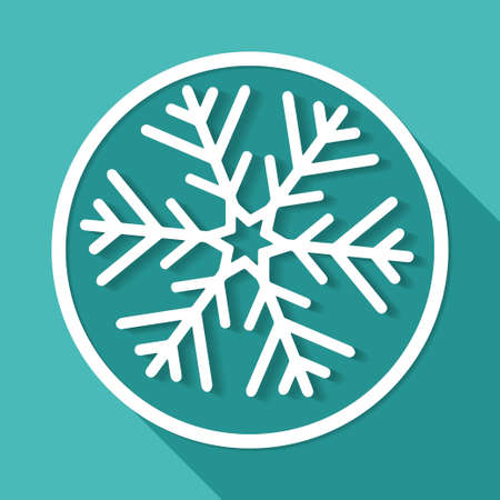 Christmas snowflake on white circle with a long shadowのイラスト素材