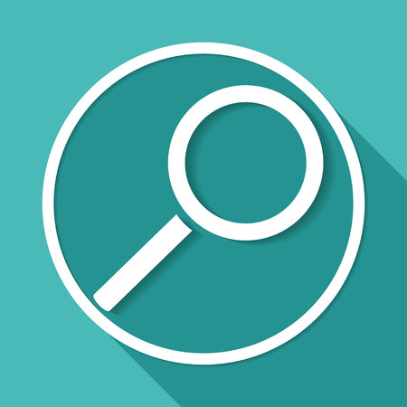 Magnify icon on white circle with a long shadowのイラスト素材