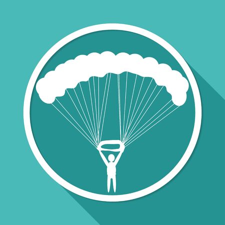 Icon Parachute on white circle with a long shadowのイラスト素材