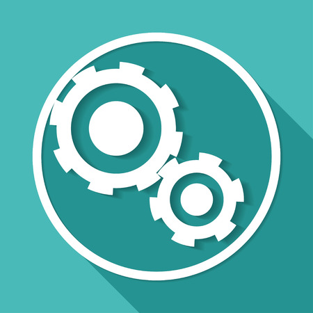 Icon Cogs on white circle with a long shadowのイラスト素材