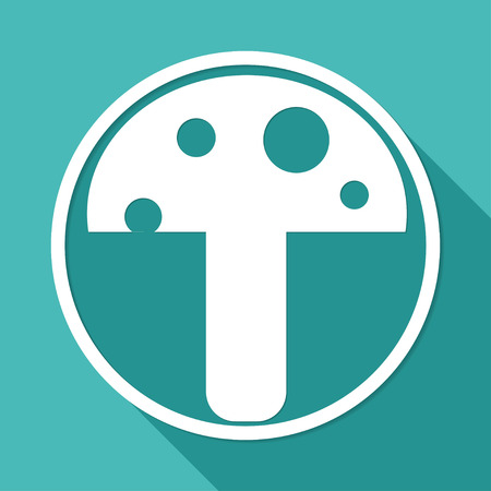 mushroom icon on white circle with a long shadowのイラスト素材