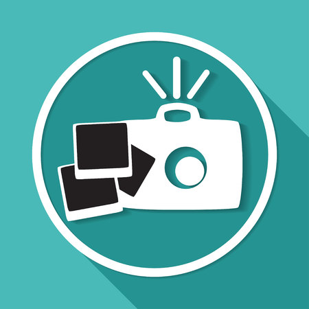Icon Camera on white circle with a long shadowのイラスト素材
