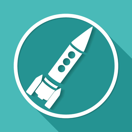 Icon Rocket on white circle with a long shadowのイラスト素材