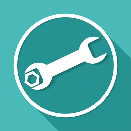 Setting icon on white circle with a long shadowのイラスト素材
