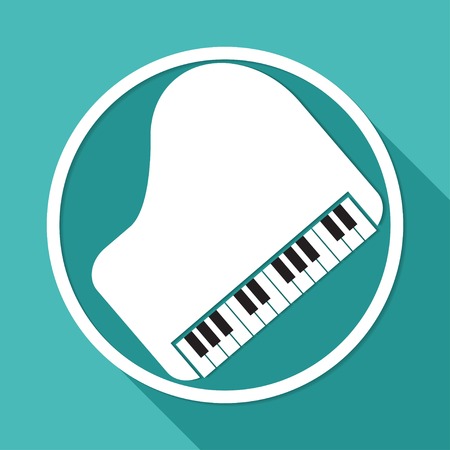 Piano Icon on white circle with a long shadowのイラスト素材