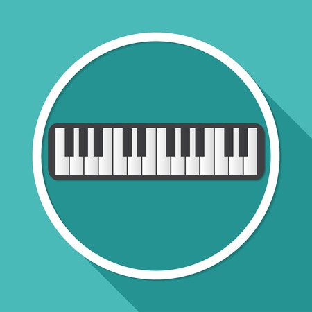 Piano Icon on white circle with a long shadowのイラスト素材