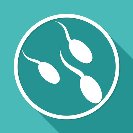 Sperm icon on white circle with a long shadowのイラスト素材