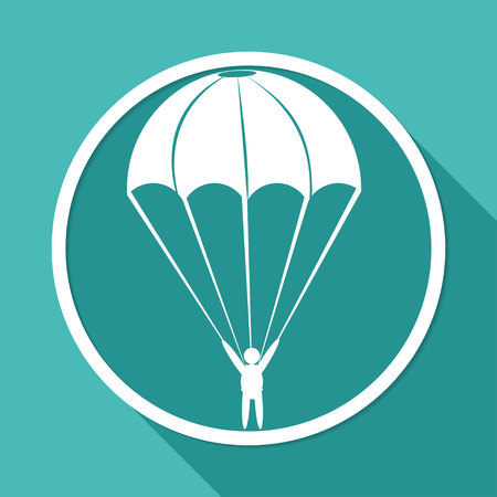 Icon Parachute on white circle with a long shadowのイラスト素材