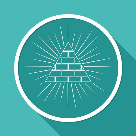 Icon Pyramid on white circle with a long shadowのイラスト素材
