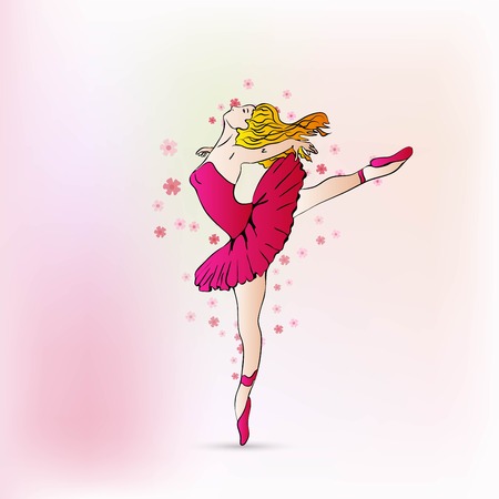 Beautiful ballerina in the flowersのイラスト素材
