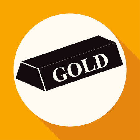 gold bar isolated on white circle with a long shadowのイラスト素材