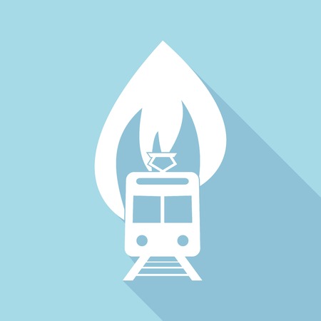 Icon fire warning with a long shadowのイラスト素材