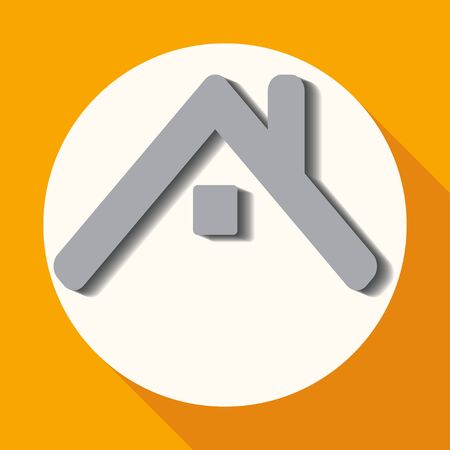 Icon house on white circle with a long shadowのイラスト素材